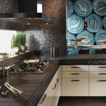 Kuchyně mozaiky: designy a povrchové úpravy - 2