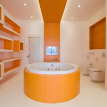 Vonios kambario dizainas oranžinės spalvos