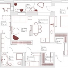 3 odalı bir dairenin tasarımı 80 metrekare. metre-2