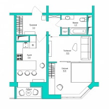 Dizajnový projekt 2-izbového bytu o rozlohe 46 m². m-1
