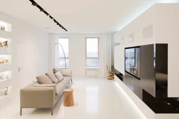 רצפה לבנה בפנים: סוגים, עיצוב, שילוב עם צבע הקירות, התקרה, הדלתות, הרהיטים