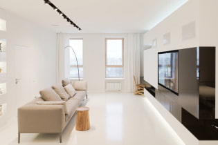 Lantai putih di pedalaman: jenis, reka bentuk, kombinasi dengan warna dinding, siling, pintu, perabot