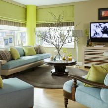 Interiér obývacího pokoje v odstínech zelené-8