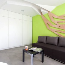 Dzīvojamās istabas interjers zaļā krāsā-1