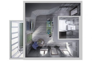 مشروع تصميم شقة صغيرة 34 متر مربع. م.