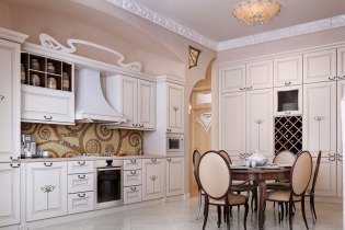 Virtuves-ēdamistabas interjera dizains klasiskā stilā