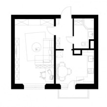 Interieurontwerp van een 1-kamer appartement 37 m². meter-2