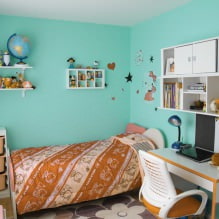 Tyrkysová v interiéri: vlastnosti, kombinácie, výber povrchových úprav, nábytok a dekor-10