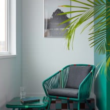 Turquoise di pedalaman: ciri, kombinasi, pilihan kemasan, perabot dan hiasan-5