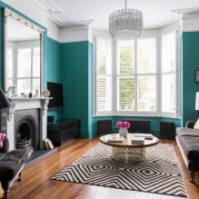 Turquoise di pedalaman: ciri, kombinasi, pilihan kemasan, perabot dan hiasan-9