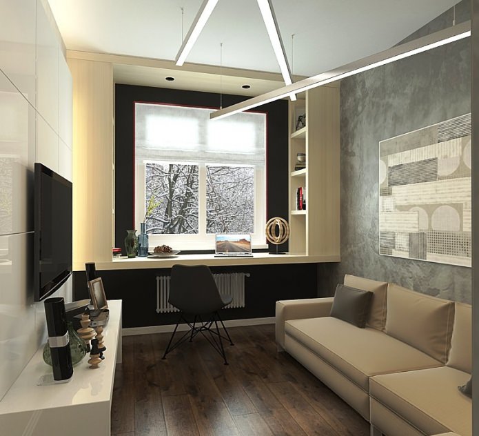 Ontwerp van een klein 3-kamer appartement 63 m². m. in een paneelhuis