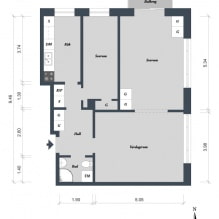 Appartement design d'intérieur suédois 71 m². m-1