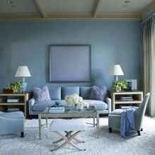 Interiér obývacej izby v modrých tónoch: prvky, fotografia-3