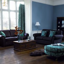Interior da sala de estar em tons de azul: recursos, foto-10