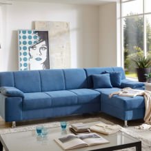 Interior da sala de estar em tons de azul: recursos, foto-1