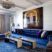 Interior de la sala d’estar en tons blaus: característiques, foto-2