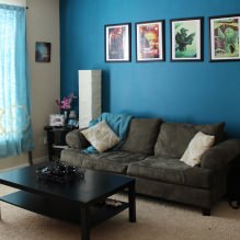 Mavi tonlarda oturma odası iç: özellikler, fotoğraf-8