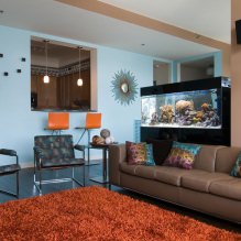 Interiér obývacej izby v modrých tónoch: prvky, fotografia-9