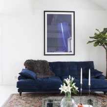 Mavi tonlarda oturma odası iç: özellikler, fotoğraf-4