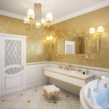Vannas istabas interjera dizains zelta krāsā -2