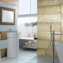 Reka bentuk dalaman bilik mandi dalam warna emas -11