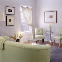 Lila tonlarında bir oturma odasını dekore etme kuralları-4