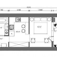 Modern ontwerp van een studio-appartement van 24 m². m-2